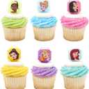 DecoPac Disney Princess Gemstone Rings, Cupcake Decorations Featuring Mulan, Cinderella, Tiana, Belle, Rapunzel and Ariel, Multicolored 3D Food Safe Cake Toppers  24 Pack
