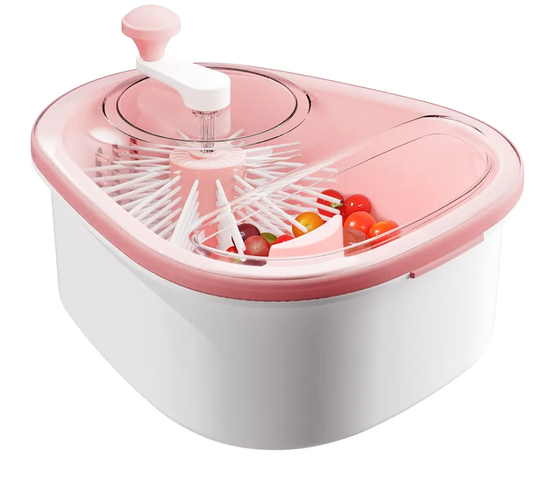 JOYMOOP Fruit Cleaner Spinner JOYLOOP, Large Fruit Washer Spinner with Brush, Fruit Cleaning with Fruit Washing Bowl, Fruit and Salad Cleaner with Fruit Spinner Bowl,Fruit and Vegetable Scrubber