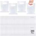 Janlaugh 200 Pcs 2.5 Mils White Small Plastic Bags for Business 6 x 8 in Reusable Thick Gift Bags Merchandise Shopping Bag with Handle Goodie Bag for Retail Glossy Boutique Treats Birthday Party