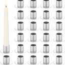 24 Pcs Taper Candle Holders Bulk for Pillar Candles Metal Taper Candlesticks Holders Centerpieces Short Candle Stick Holder Decor for Table Centerpieces Wedding Decor Dinner Party(Silver)