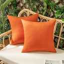 Woaboy Set of 2 Outdoor Waterproof Throw Pillow Covers Bright Orange Decorative Farmhouse Pillowcase Solid Fall Cushion Cases for Patio Tent Balcony Couch Sofa Car 18x18 inch