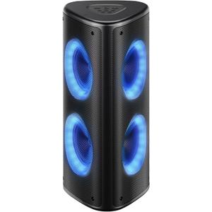 Fisher Portable Bluetooth Speakers, Stereo Speakers Bluetooth Wireless System, Quad Triangle 6.5" Dual 40W Peak Power, Bluetooth Speakers with RGB Color, Rechargeable, TWS, USB, FM Radio, Use Anywhere