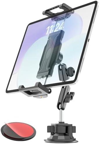 Car Tablet Holder for Dashboard/Windshield,[66LBF Super Suction Cup][Metal Adjustable Arm] Heavy Duty Mount for SUV/Truck, Fits iPad Pro 12.9 Air Mini, Galaxy tab, iPhone, 6.1-15.6" Device