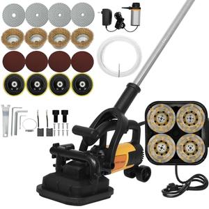 4-Head Electric Diamond Polisher Machine, 8" grinding diameters and 3pcs Diamond Grinding Wheels, 3800W Concrete Grinder for Polishing Stone Concrete Surface, Metal Descaling and Thinset Removing