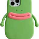 Yatchen Ugly Case Compatible with iPhone 15 Pro Max, Kawaii Phone Case 3D Cartoon Cute Frog Soft Silicone Unique Fun Cover Slim Fit Anti-Drop Protector for Women Girls Green