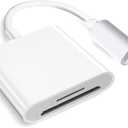 (Apple MFi Certified) Lightning to SD Card Camera Reader for iPhone iPad, Dual Card Slot Memory Card Reader Supports SD and TF Card Trail Camera Viewer Sd Card Adapter Portable Micro Sd Card Reader