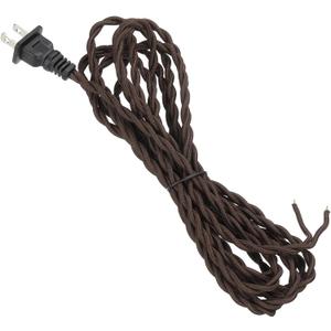 uxcell 12Ft 18/2 Twisted Cloth Covered Lamp Cord, 1 Pcs Vintage Fabric Electrical Wire with Plug Stripped Ends Ready for Extension Wiring DIY Repairing, Brown