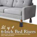 Kings Brand Furniture 6-inch Bed Risers - Set of 4 Black Heavy Duty Stackable Furniture Risers for Under Bed Storage, Desk, Sofa, Couch