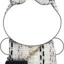 Clothes for 17cm Doll Classic Checkered Chic Set, Featuring a White and Black Checked Dress, Bow Headpiece, and Stylish Black Mini Bag  Doll Not Included