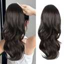 Ponytail Extension, Drawstring Ponytail Extension for Women Long Black Brown Wavy Pony Tails Hair Extensions Synthetic Wavy Clip in Ponytail Hairpiece for Women