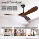 52 Inch Ceiling Fan No Light ，Wood Outdoor Ceiling Fans for Patios Living Room Bedroom 3 Blade Propeller Modern Ceiling Fan Without Light with remote Control(Walnut)