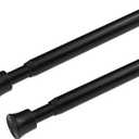 KXLife 2Pcs Tension Curtain Rod Adjustable 28-40 Inch, Small Tension Rods No Drill, Expandable Spring Loaded Tension Rods for Window (Black)