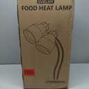 Heat Lamp for Food, Upgrade 250W Bulb x 3 - Each Lasting Over 4000 Hours, Food Heat Lamp with Flexible Arm, Catering Food Warmers for Buffet, Parties, Fast Food, Bakery (Silver) (Double-Head)