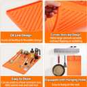 Silicone Grill Mat with Drip Pad, Premium Blackstone Griddle Accessories for Outdoor Grill Kitchen Counter, Heat-resistant BBQ Accessories for Side Shelf (Orange)