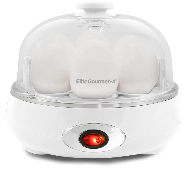 Elite Gourmet EGC115B Easy Egg Cooker Electric 7Egg Capacity, Soft, Medium, HardBoiled Egg Cooker with Auto ShutOff, Measuring Cup Included, BPA Free, Classic Black