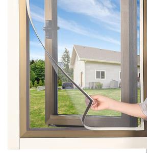 Magnetic Window Screen DIY Adjustable Window Mesh Screen Replacement Window Net Fits up to 57"x 35" White Frames with Fiberglass Mesh