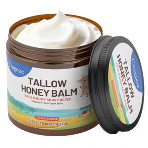 Beef Tallow for Skin - 100% Grass Fed - Whipped Tallow and Honey BalmMoisturizer Cream for Face & Body -Natural Organic Formula for Dry & Sensitive Skin (Citrus Breeze) (4 oz)