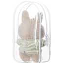 2 x Clear Figure Display Bag with Keychain for Doll, Positive Doll Storage Bag, Pouch Keychain Charms for Collectibles (with Zipper- Waterproof) Building Block Storage Bag,7.4 * 4.2 inch (White)