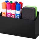 BEYGORM Magnetic Dry Erase Marker Holder for Whiteboard, Non-slip Acrylic Magnet Pen Holder for Fridge Refrigerator, Locker Organizer for Work, Locker Accessories, Pencil Cup for Desk(Black)