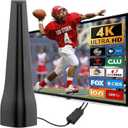 TV Antenna,TV Antenna Indoor,Antenna for Smart TVs Indoor,for Local Channels,Support 4K 1080p,600+ Miles Long Range with Signal Booster Antenna Digital HD & Outdoor-Black