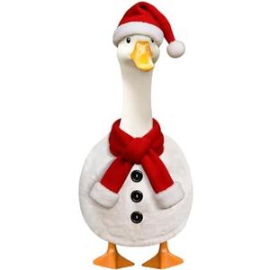 Fuzzivator Christmas Porch Goose Outfits Snowman Goose Outfit Winter Porch Goose Outfit for 23" Christmas Party Winter Outdoor Patio Yard Lawn Garden,No Scarf