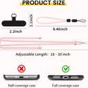 2 x SS Cell Phone Lanyard, Adjustable Phone Lanyard Crossbody Neck Strap & Phone Wrist Strap with 2 Phone Tether Patches for Most Smartphones, Light Pink