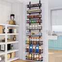 Over The Door Pantry Organizer9-Tier Over The Door Organizer with Adjustable BasketMetal Hanging Pantry Organizers and Storage for Kitchen, Back of Door Seasoning Rack (Black)