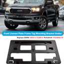 Front License Plate Frame for Ford Ranger 2019 2020 2021 2022 2023 NO Drill Front Bumper License Plate Holder Mounting Bracket Replace # KB3Z17A385A FO1068176