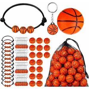 Nosiny 108 Pcs Basketball Party Favors Bulk Basketball Keychain Gifts Stress Balls Charm Bracelets 36 Pieces Each for Team Birthday Party Supplies