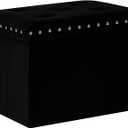 B FSOBEIIALEO Storage Ottoman Cube Folding Tufted Ottomans, Storage Boxes Footrest for Bedroom, Luxury Velvet Fabric 16.5 * 12.6 * 12.6 Inches Black