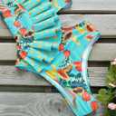 SPORLIKE Women One Piece Swimsuit Flounce Swimwear Hole Out Bathing Suit Padded Monokini (Blue, L)