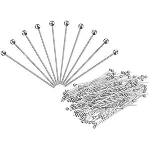 PATIKIL 200Pcs Silver Plated Ball Head Pins for Jewelry Making - 24 Gauge 50mm Wire Pins, Brass Round Metal End for DIY Craft Necklaces, Bracelets, Earrings