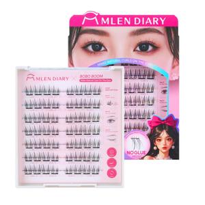 Self Adhesive Lash Clusters DIY Eyelash Extensions C Curl Natural 56Pcs Pre-Glued Cluster Lashes 8.5-12.5MM No Glue Individual Lashes Self Application at Home(Bobo boom)