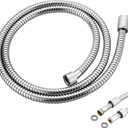 Shower Hose Replacement for Grohe 28143001 Relexaflex 59" Metal Longlife Shower Hose with Brass Insert and Nut, Suitable for All GROHE Shower Series (Starlight Chrome, 59 Inch)