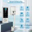 Fingerprint Door Lock with Handle Sets, BEBASIA Keyless Entry Door Lock, Bluetooth Front Door Lock Set, Smart Deadbolt, Electronic Keypad Digital Deadbolt with Handle, Satin Nickel