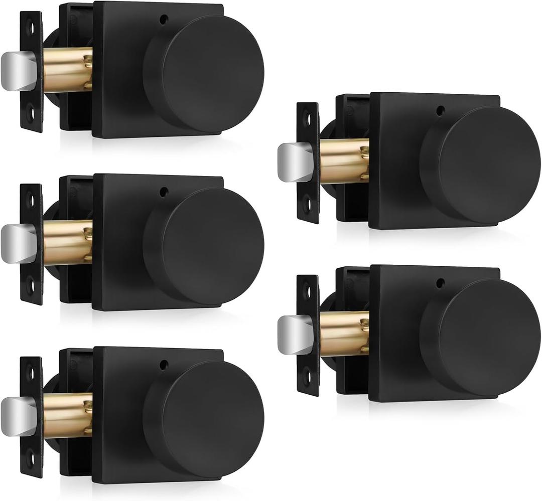 Haidms Matte Black Door Knobs Interior Privacy, Heavy Duty Square Black Interior Door Knobs for Bedroom, Zinc Alloy Privacy Door Knob Bathroom (5 Pack)