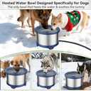 6.5L Heated Water Bowl, Stainless Steel Outdoor Heated Dog Bowl with Anti-Chew Cord, Large Capacity Heated Pet Slow Drinking Dish Provide Warm Water in Winter for Dogs (Blue)