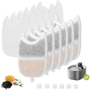 6 Set Replacement Filters & Sponges for 135 fl oz/4L Wilreless Cat Water FountainTriple Filtration Pet Fountain Filter Replacement Compatible with Feelneedy 4L Wilreless Cat Water Fountain