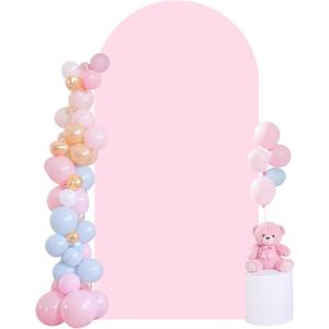 6.6FT Baby Pink Arch Cover,Spandex Fitted Wedding Arch Stand Covers Round Top Chiara Backdrop Cover for Birthday Party Ceremony Banquet Decoration (6.6 FT)