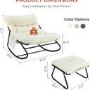 TLSUNNY Outdoor Papasan Rocking Chair with Ottoman, Lounge Chair with Cushion & Sturdy Metal Frame, Patio Rocker Chair for Balcony Backyard Porch Bedroom (1, Beige)