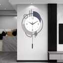Wall Clock,Decorative Wall Clocks with Pendulum,Silent Quality Quartz Wall Clock Battery Operated,Large Wall Clock for Living Room,Kitchen,Home,Bathroom,Bedroom Wall Decor,16x26.5inch (Black)