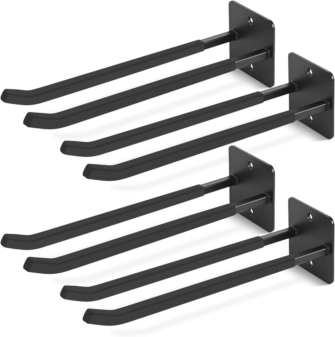 14 Inches Extra Large Garage Hooks, 4Pcs Heavy Duty Garage Wall Mount Organizer, Tool Hanger Long Utility Storage Hooks for Hanging Tire, Chair, Ladder, Garden Tools, Strollers and More