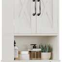 ChooChoo Farmhouse Medicine Cabinet, Bathroom Wall Cabinet with Adjustable Shelf, Towel Bar, 3 Hooks, Over The Toilet Storage Cabinet for Bathroom, Kitchen, Antique White & Brown (7"D x 15"W x 22"H)