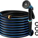 Besiter Heavy Duty Garden Hose 5/8" 50FT: Flexible Rubber Water Hose with 10 Function Sprayer - Leakproof Hose Male to Female Fittings - Durable Hose for Yard, Lawn, Car Wash, Outdoor, Watering (Dark Blue)