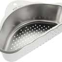 Stainless Steel Triangle Sink Drain Basket with Suction Cup Kitchen Strainer for Food Storage and Efficient Water Drainage 9.64X6.1X2.95 Inches