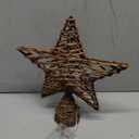 Threan Christmas Rattan Star Treetop, 14 Inch Burlap Rattan Star Tree Topper with Warm Lights Rustic Xmas Treetop Decoration for Christmas Tree Ornament Home Party Indoor (10 Lights)