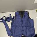 GUSLESON Fashion Vest for Men Paisley Jacquard Tie Waistcoat Bow tie Hanky Lapel Pin Cufflinks Set Wedding 7PCS Size Small