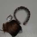 SARLA Braided Headband with 3 Detachable Clip in Bangs Fringe Hairpieces Fake Synthetic Hair Band Bangs for Women Chocolate Multi