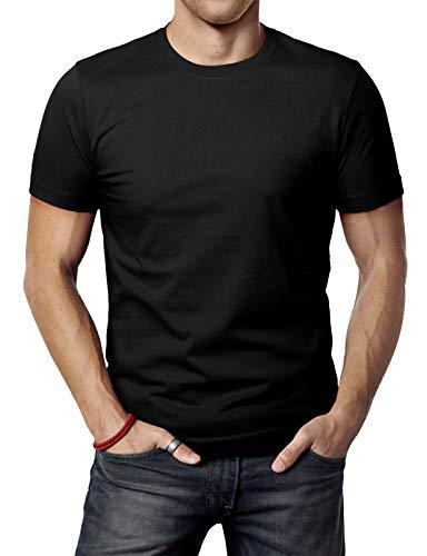 H2H Mens Everyday Stlye Outfit Round Neck Basic T-Shirt Black US Large/Asia X-Large (CMTTS0198)