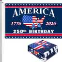 4th of July Decorations - 3x5 Ft Double Sided 3 Layers 250th Anniversary Flag - Fourth of July Independence Day Patriotic Red White and Blue 250th Anniversary American Flag Decor for Indoor Outdoor